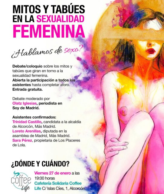 Un buen plan para la tarde de este viernes. Hablar de sexo, tomando un café, rodeado de arte.
¿Quién se apunta?

#alcorcón #feminismo #sexualidad femenina #másmadrid