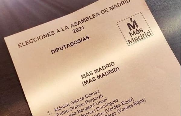 papeleta de votación Más Madrid